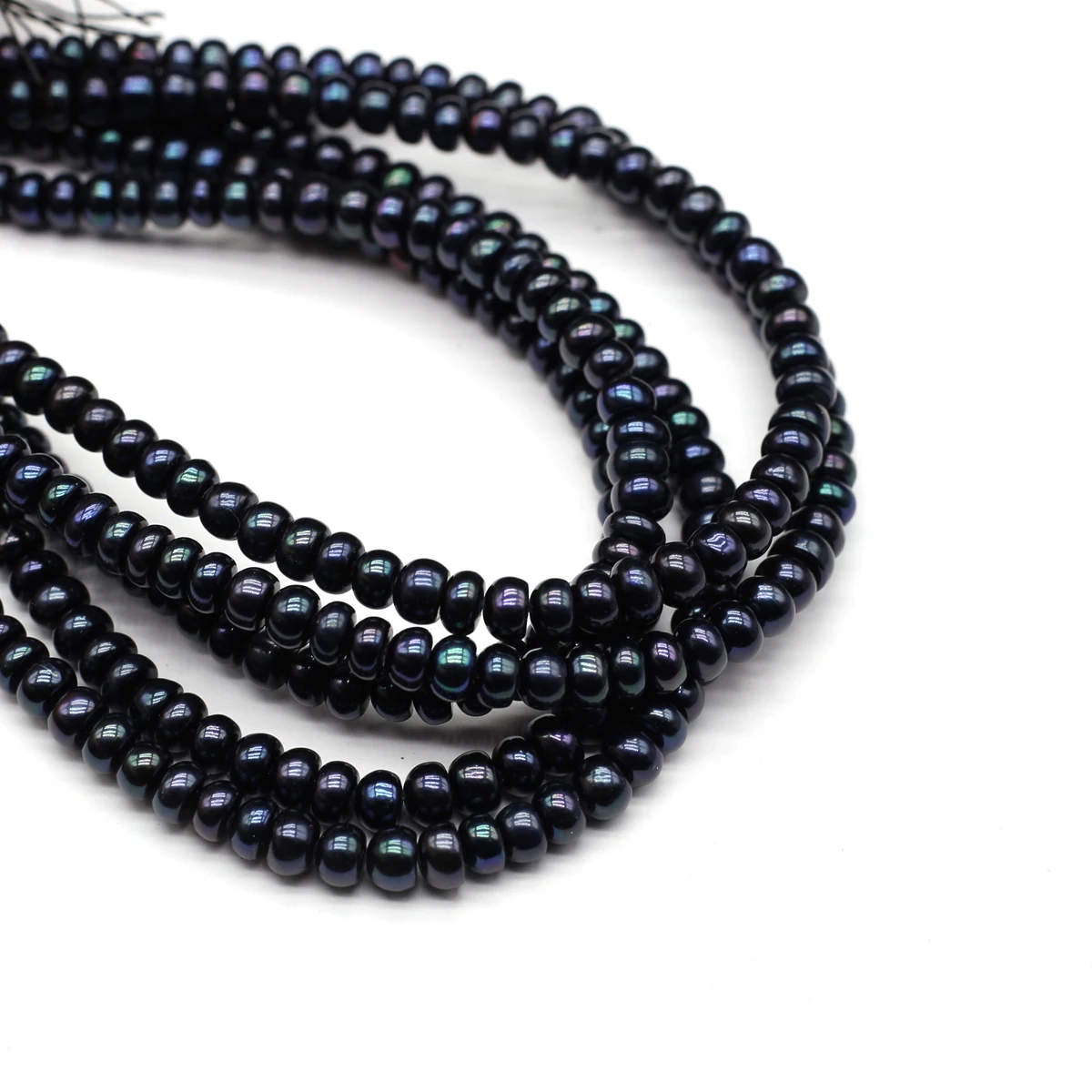Natürliche Süßwasser schwarze Perlen Perlen flache Form Perle lose Abstand halter Perlen für die Herstellung von DIY Schmuck Halskette Armband 36cm – Detail 2