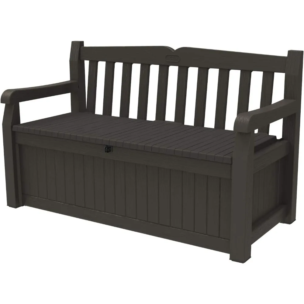 

Keter Solana 70 Gallon Storage Bench Deck Box for Patio Furniture, Front Porch Decor and Outdoor Seating