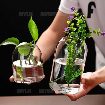 Vaso da fiori in vetro per piante idroponiche creative, semplice e moderno, per centrotavola, desktop, casa, sala da pranzo, matrimonio, matrimonio moderno 1