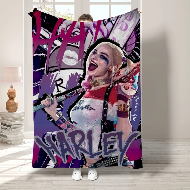 H-Harley Quinn Cute Throw Blanket Nordic Decorative Sofa Blankets for Bed Bedroom Decoration Bedspread the Fluffy Soft Fleece 4