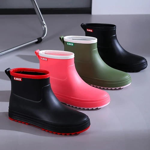 장화 여성 방수 고무 신발, 패션 발목 정원 Galoshes, 여성 작업 비 신발, 고무 장화, 여성 신발 5