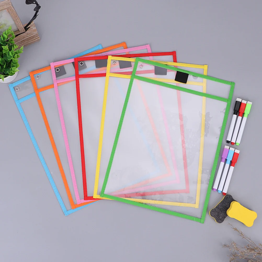 

6 Pcs Blue Pocket Folders Clear File Protector Portable Durable Protectors Child