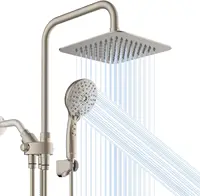 l8'' High Pressure Rain/Rainfall Shower Head,5 Settings Adjustable Handheld Showers,with 15" Height Adjustable Slide 1