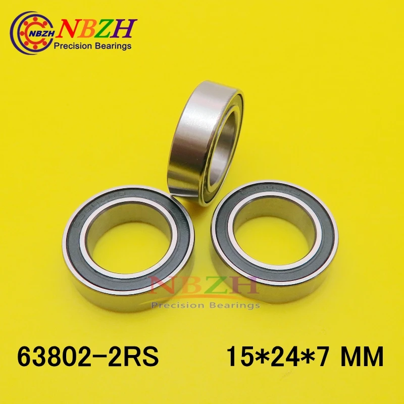 NBZH The Rubber Sealing Cover Thin Wall Deep Groove Ball Bearings 15247 6802W7 63802ZZ 63802-2RS 15*24*7 Mm