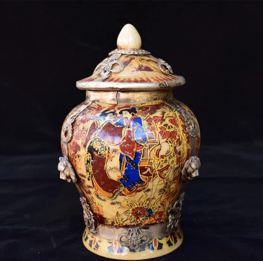 

Copper Satue Cloisonne pot, copper tire, filigree, enamel, flower silk, tea pot, antique, antique, pure hand-made small practica