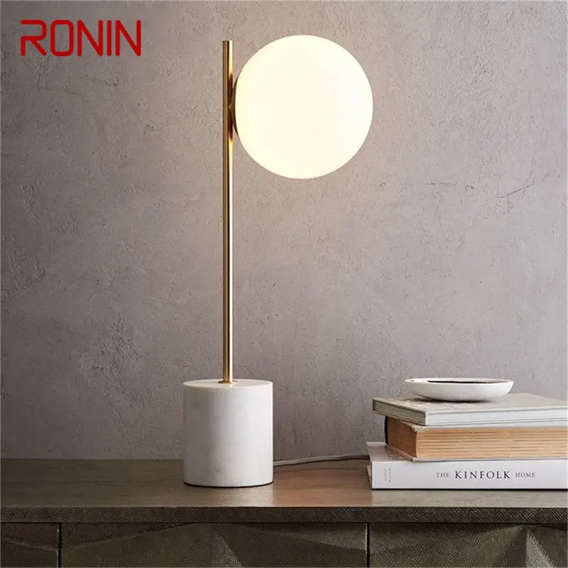 

RONIN Nordic Table Lamp Contemporary Fashion Marble White Desk Light Simple Home Decor Living Room Bedroom