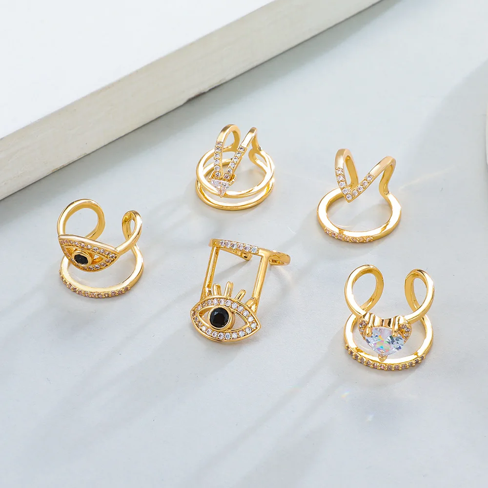 Pronto Stock WANZHI 2024 Ultimi Anelli per Unghie in Zircone Intarsiato in Rame Moda Selg Anello per Manicure Placcato Oro per Donna Tendenza Festa_voghion.com