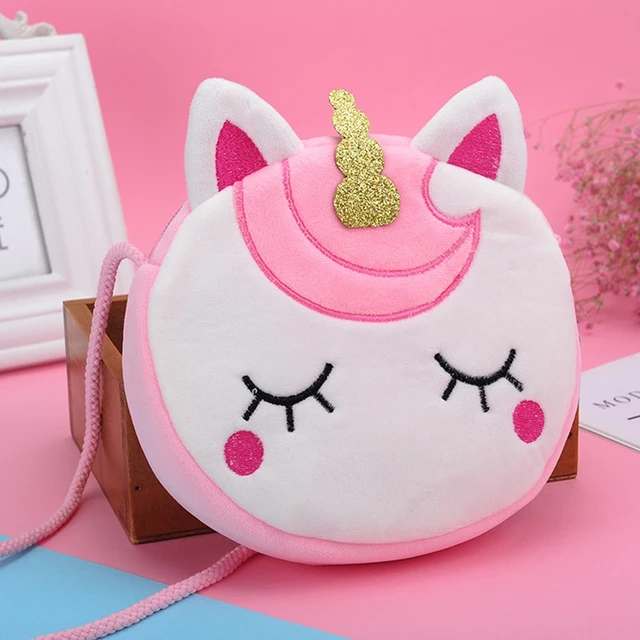 Cartoon Unicorn Travel Fur Crossbody Bag Coin Purse Gift Shoulder Bag Women Girls Corduroy Square Belt Phone Purse 2