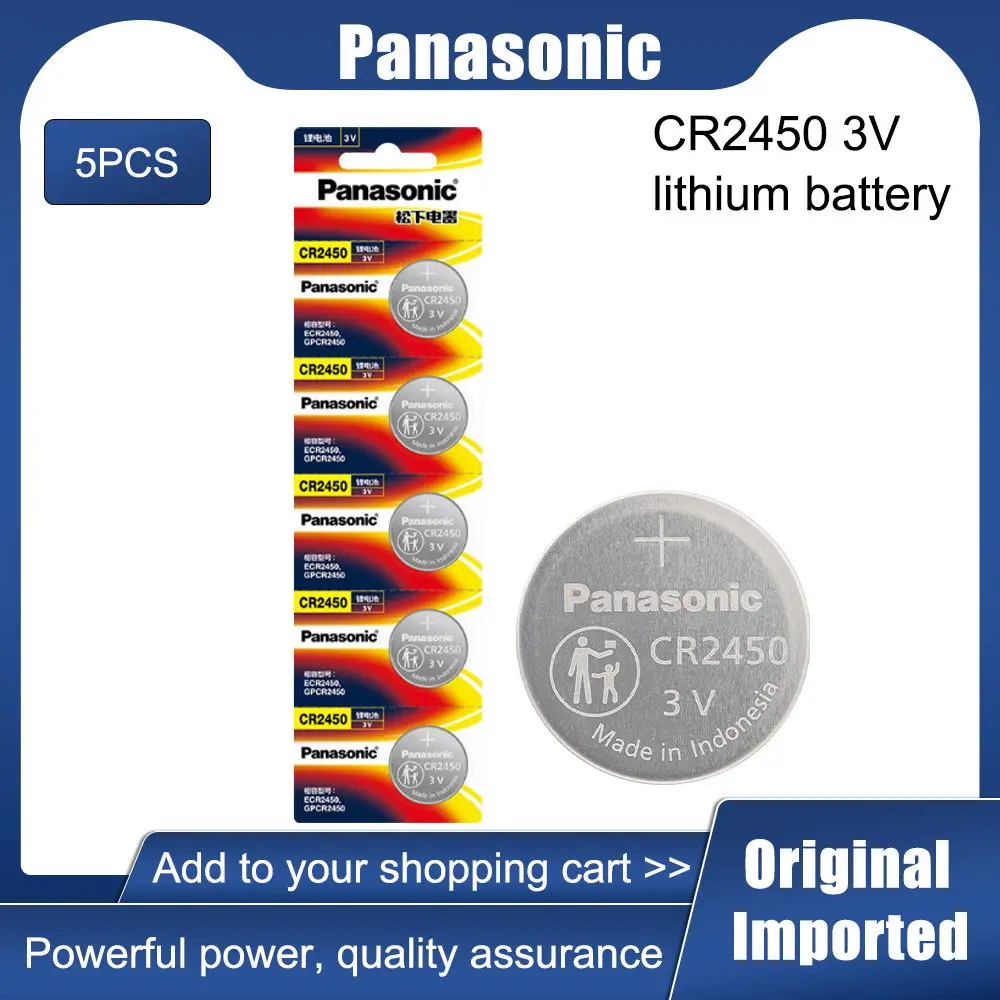 100% Original Panasonic CR2450 CR 2450 2450 BR2450 KCR2450 Button Coin Cells For Watch Clock Hearing Aids Dry Primary Battery lithium ion battery pack Batteries