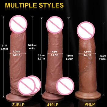 7/8 Inch Sliding Foreskin Realistic Penis with Suction Cup Dildo Female Masturbator Move Skin Big Dick Sex Toys Anal Stimulation 6