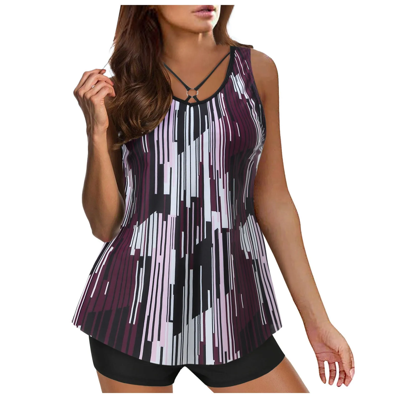 2025 Swimsuit Oversized Printed Tankini Set 