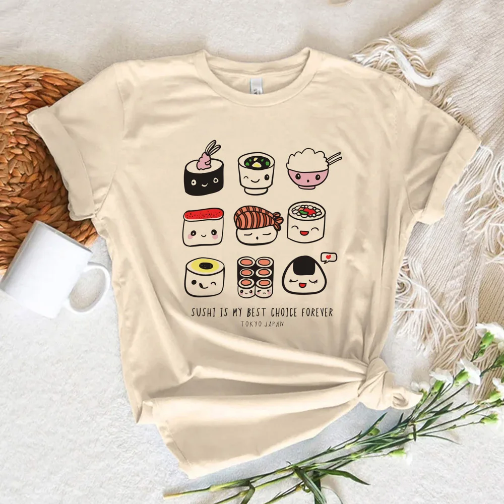 Camiseta japonesa de Sushi para mujer, ropa de calle harajuku, divertida
