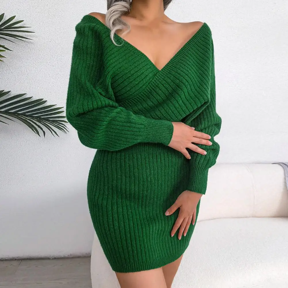 

Women's Knitted Dress Long Sleeve Slim and Slim Mid-length Dress In Autumn Winter Long Dress Sweater