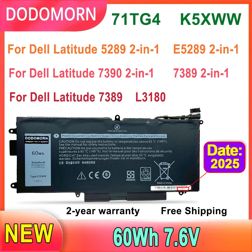Batería Tipo K5XWW De 60 WH Para Dell Latitude 7389 L3180 Latitude 5289 7389 7390 2 En 1 P29S