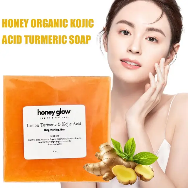Honey Organic Kojic Acid Turmeric Soap Clean Natural Beauty Sensitive Soap Non-irritating Skin Handmade Products Soap V1I5