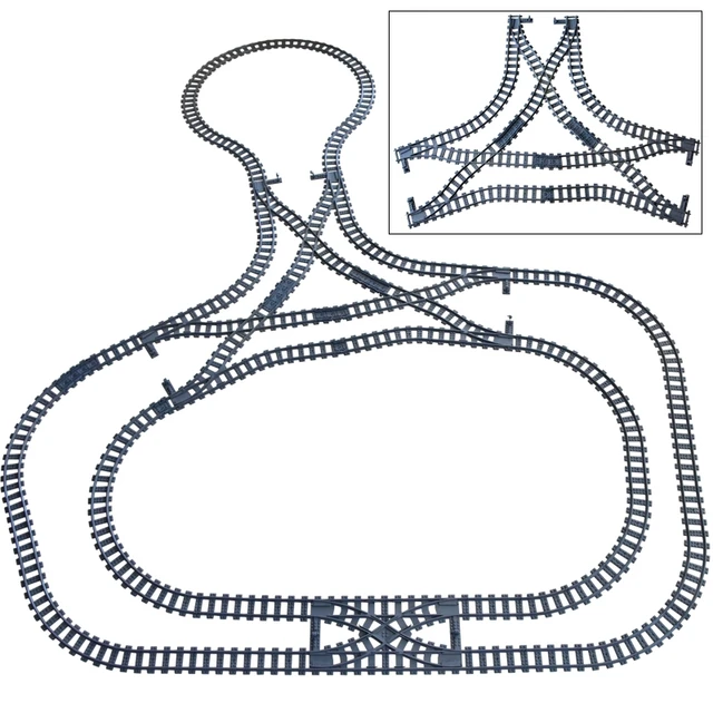 NEW City Trains Flexible Tracks Soft Straight Curved Rails Switch Building Block Creative Models Tailways Toys For Kids Gifts 1
