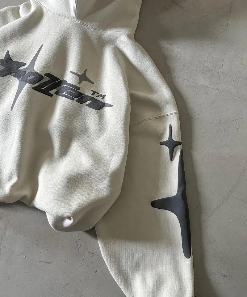 New American High Street Trend Retro Hoodie Letter Foam Hoodie for Men Y2k Goth Harajuku Couple Loose Casual Sweatshirt