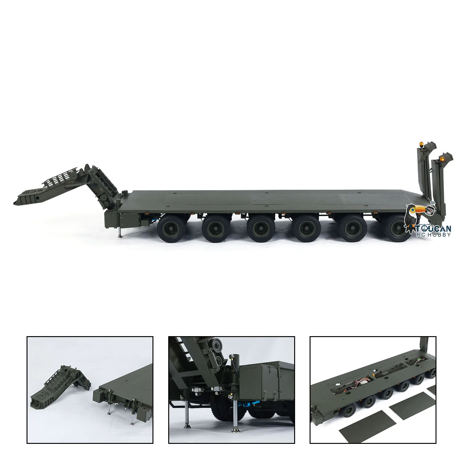 RC Hydraulic Metal Semi Trailer Painted Finished Spare Parts for Toys 1/14 Elefant FAUN SLT-56 Tank Transporter Car 3