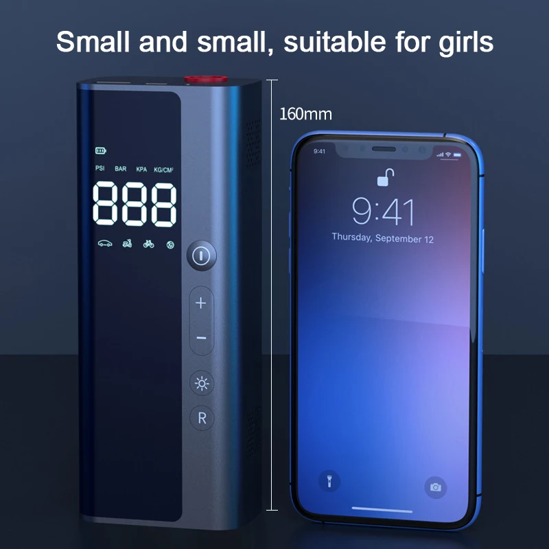 12V 150PSI 휴대용 자동차 공기 압축기 8000mAh 충전식 배터리 전기 타이어 팽창기 펌프, 오토바이 자전거 타이어 공