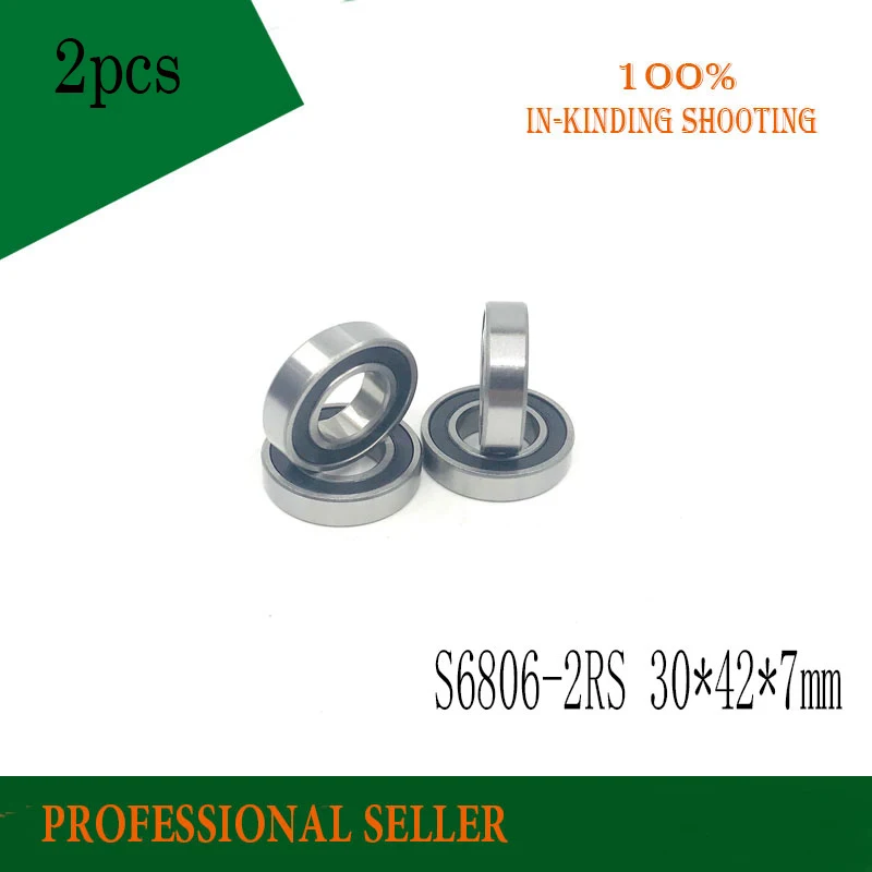 

2pcs S6806-2rs S6806 6806 61806 2RS Stainless Steel Ball Bearing 30x42x7mm Bike Bottom Bracket Repair Parts Bearing