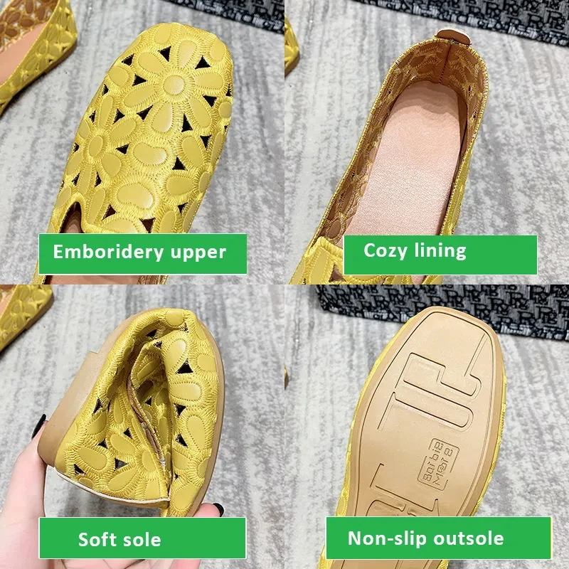 Women Flats Casual Shoes Summer Leather Moccasin Loafers Ballet