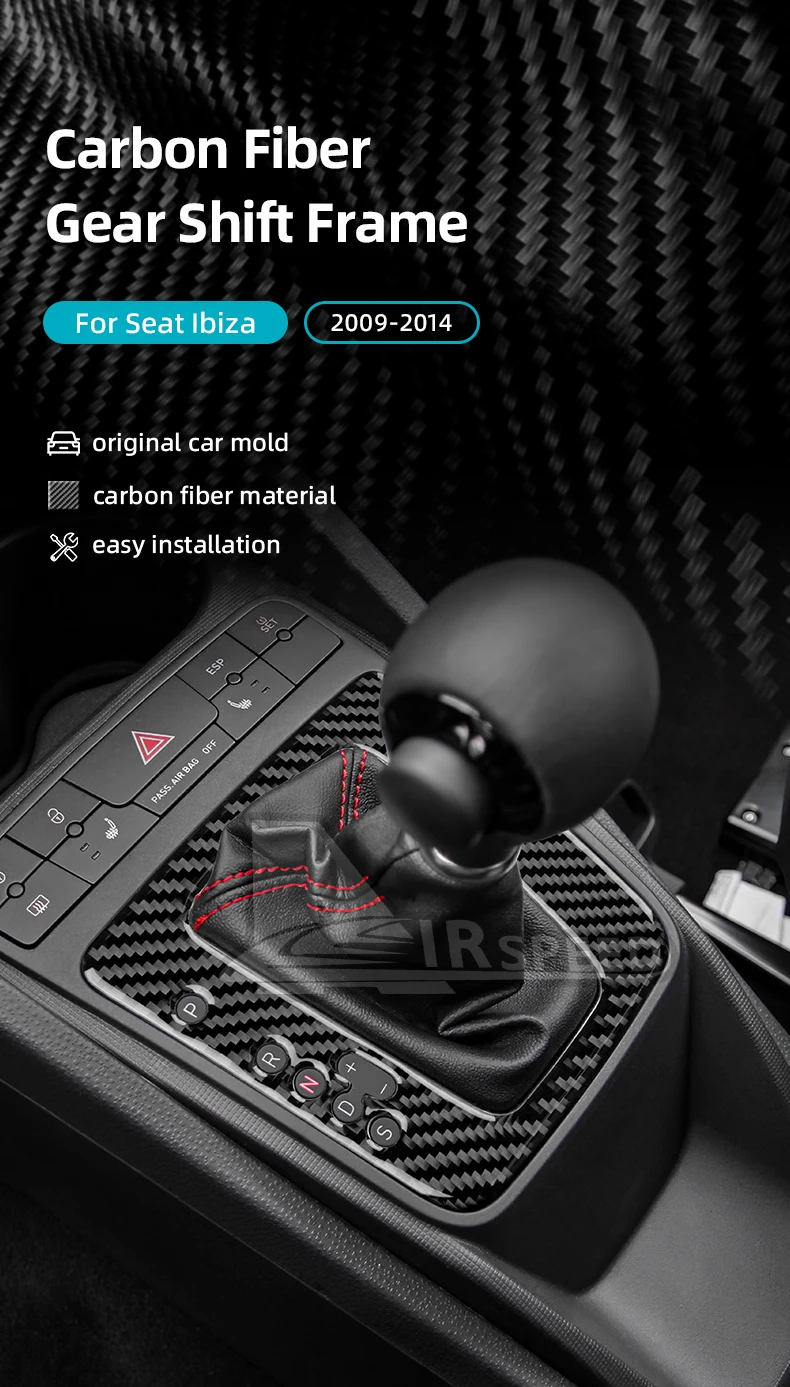 Real Soft Carbon Fiber Auto Getriebe Shift Panel Aufkleber Für Seat Ibiza 6j 2009 2010 2011 2012 2013 2014 LHD Trim Zubehör – Detail 1
