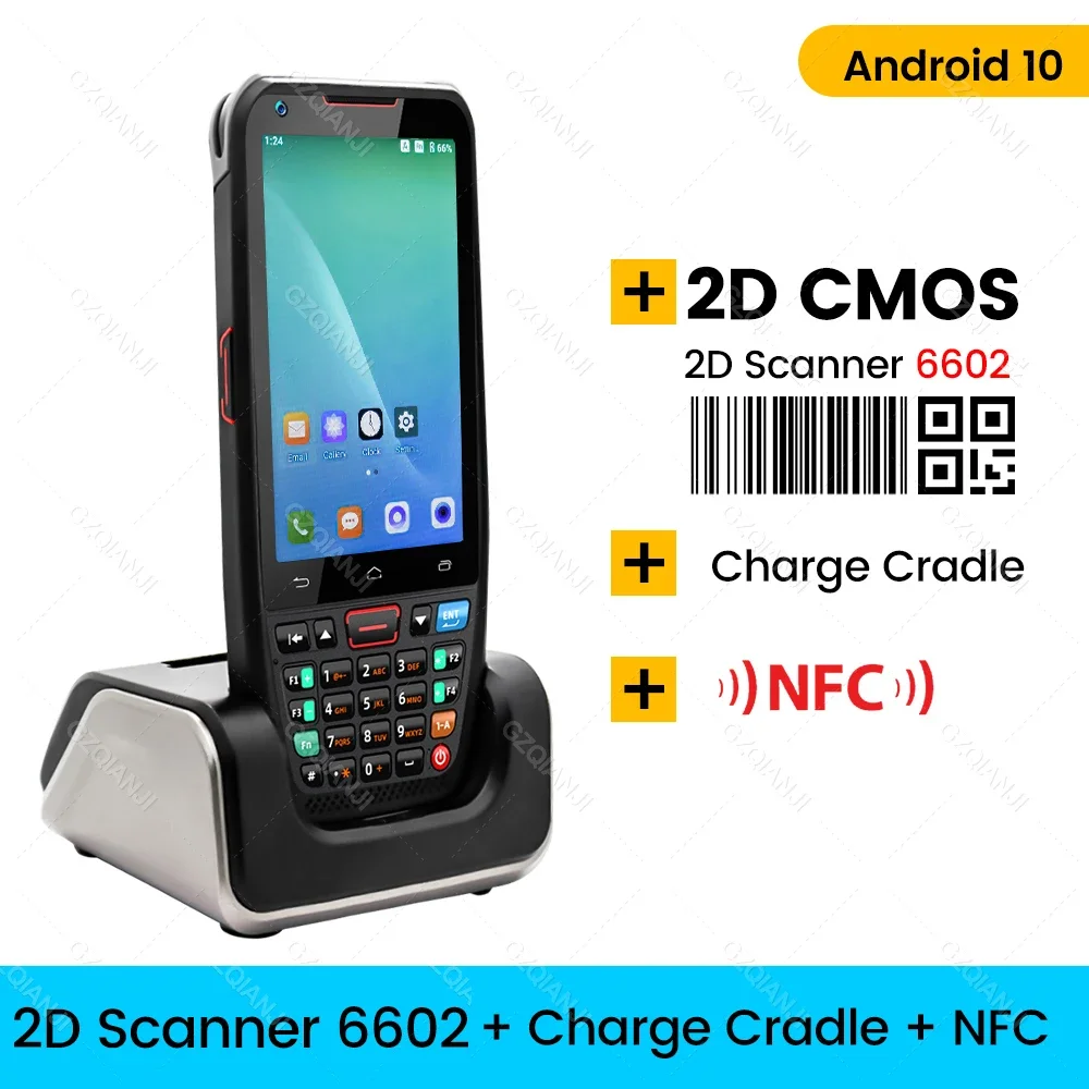 thumbnail image 1 of PDA portátil 4G Android 10, escáner de código de barras QR 1D 2D con teclado, terminal POS, lector NFC, recopilador de datos, WiFi 4G, Bluetooth, GPS, 1 of 5