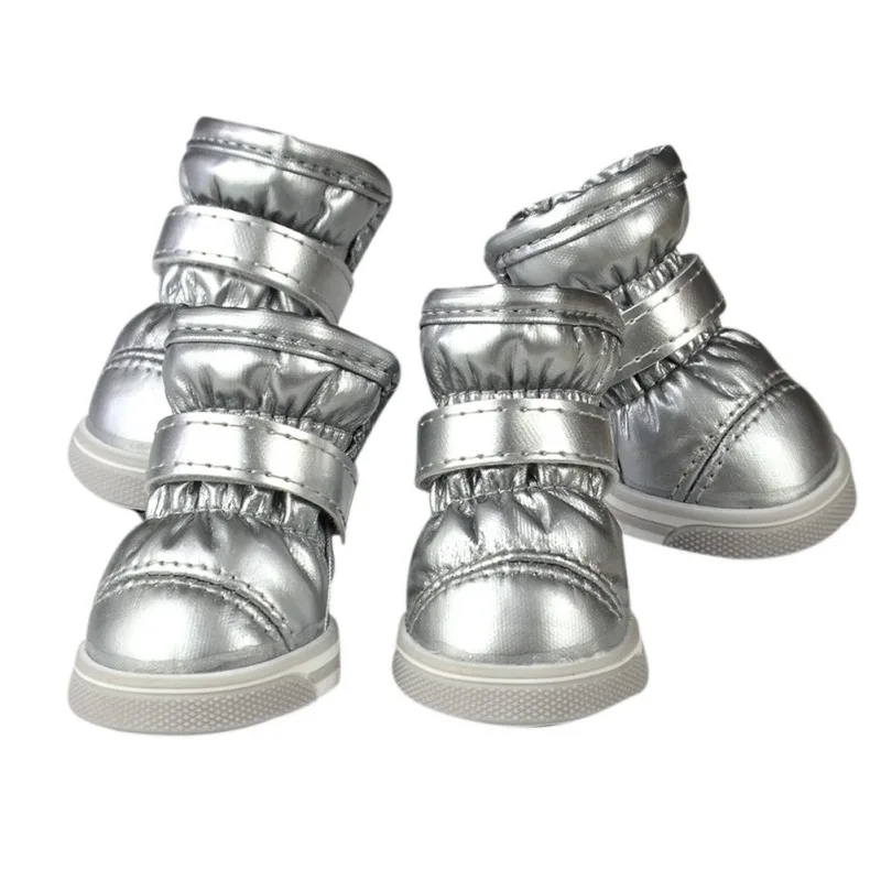 Title 7, Pet 4pcs/Set Smooth Leather Dog Boots Outdoor N...