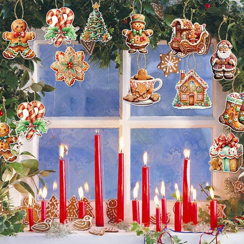 Christmas Gingerbread Man Paper Pendant Merry Christmas Decoration For Home Navidad Noel Xmas Tree Ornament Decor New Year