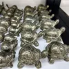6CM Natural Pyrite Rock Quartz Crystals Carved Tortoise Home Office Decorations Reiki Healing Turtle Animal Ornaments Folk Craft 6