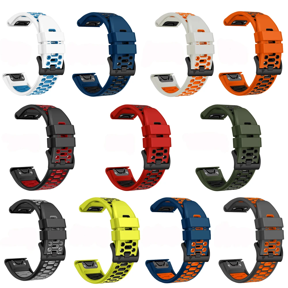 Breathable Two-Tone Silicone Sport Watch Band – QuickFit Design