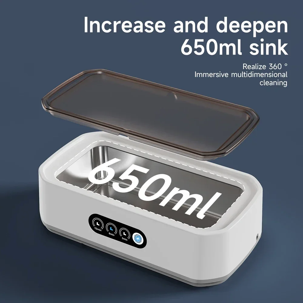 TINSOL 49KHZ High-Frequency Ultrasonic Cleaner 650ml Mini Vibration Cleaning Machine Suitable for Glasses Jewelry and Dentures 5