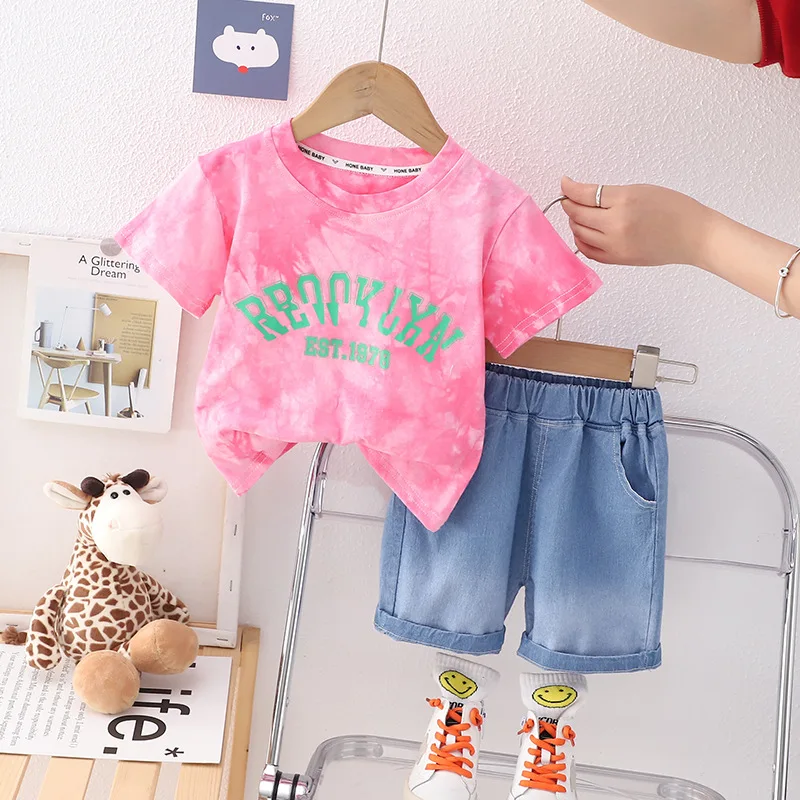 

Toddler Summer Clothes for Babies From 6 to 9 Months of a Child Letter Printed Short Sleeve T-shirts and Shorts Boys Outfit Set