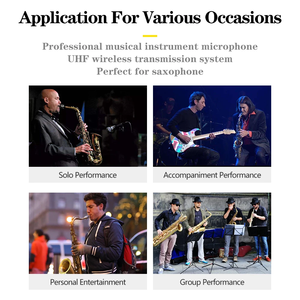 True diversity Baomic BM12V2 Saxe Saxophone Wireless Microphone Audio Professional UHF Wireless Instrument System Receiver