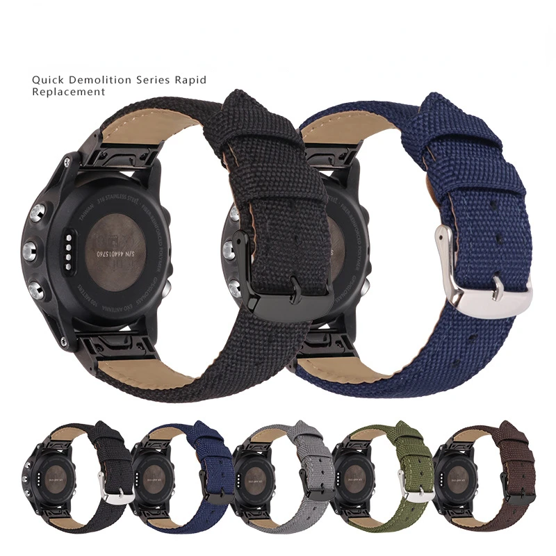 

20mm 22mm 26mm QuickFit Nylon Watch Strap for Garmin Fenix 7 6X 6S 6 Pro 5X 5 5S 3HR Bracelet Belt Garmin Band Sliver buckle