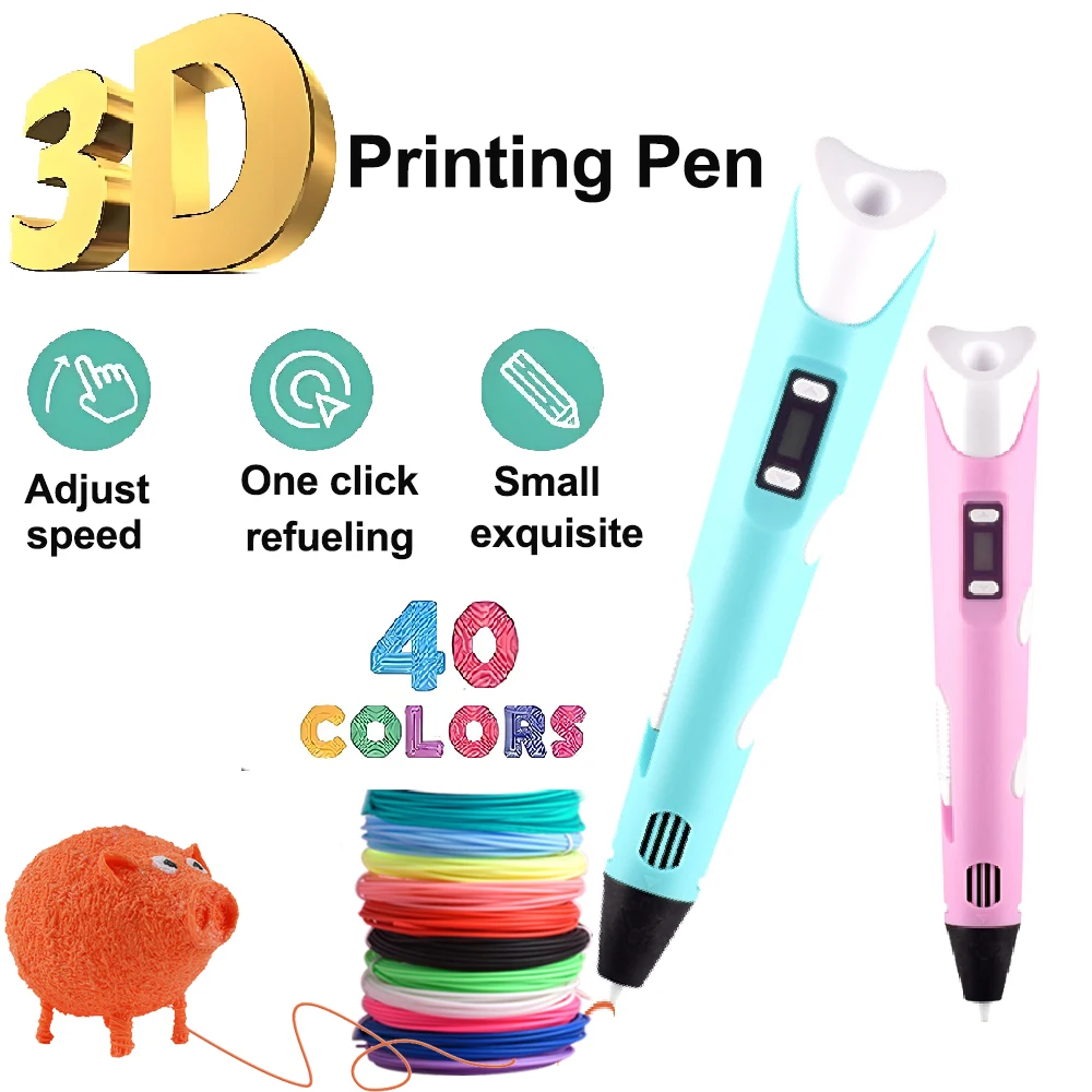 3D Printing Pen Children 3D Pen DIY Drawing Pens 40 Colors 1.75mm PLA Filament Boys Girls Birthday Gift For Kids 3D Pen