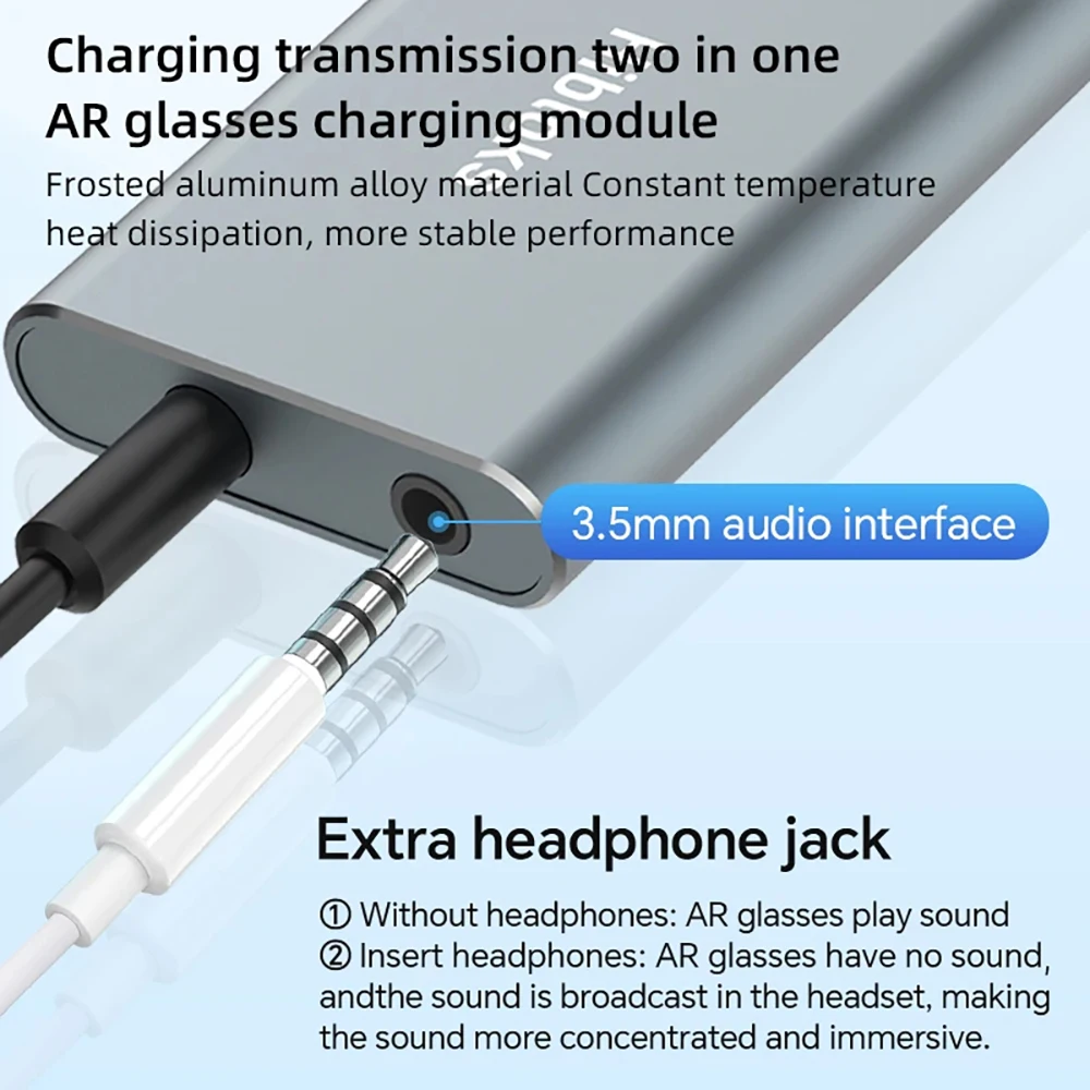 Hibloks AR Charging Transmission Module Data Cable TypeC Rokid Glasses For Thun