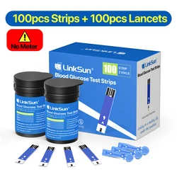 LinkSun Blood Glucose Monitoring Kit with Test Strips - No Coding Required (100 PCS test strips)