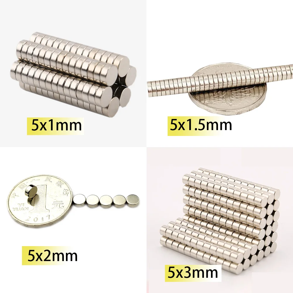 

N35 5x1mm 5x1.5mm 5x2mm 5x3mm Round Mini Magnet Tiny Super Powerful Neodymium 5*1mm Magnets Search Magnetic Fridge DIY Seller