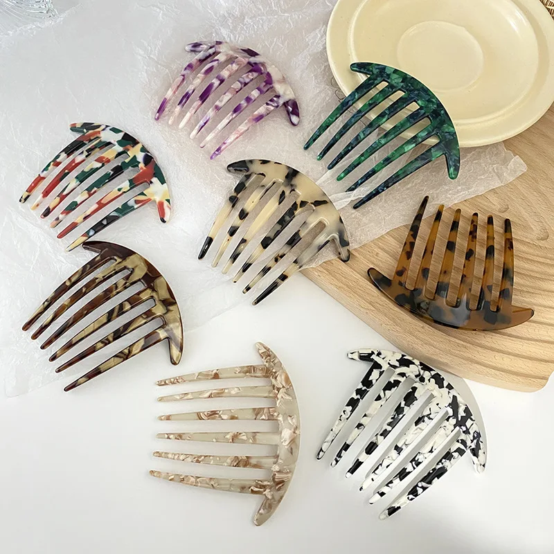 Hair Accessories Acetate Sheet 6 Teeth Plate Comb Hairpin