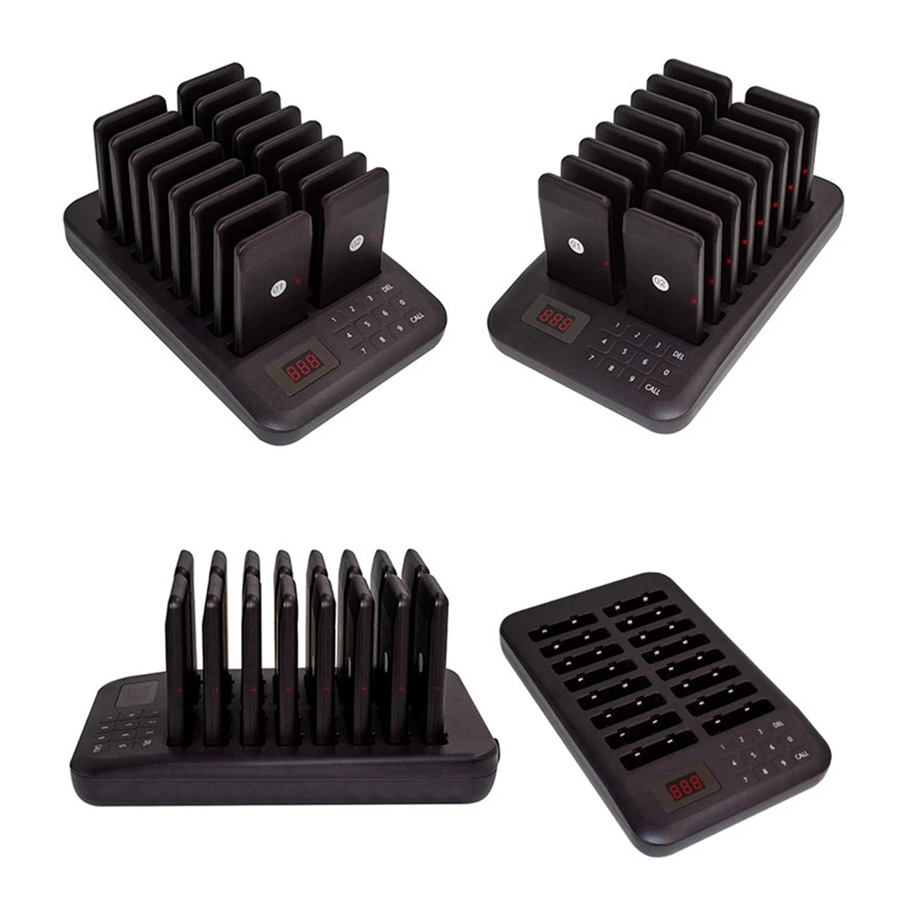 무선 레스토랑 호출 시스템 16개 코스터 버저 진동벨 수신기 (푸드트럭, 바, 커피숍용) EU P