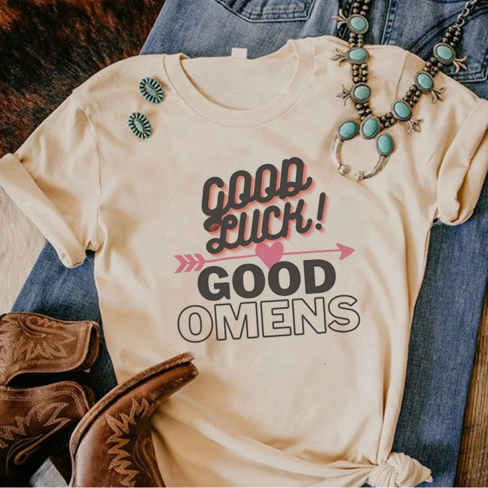 

Женская футболка с рисунком аниме Good Omens y2k, забавная Дизайнерская одежда