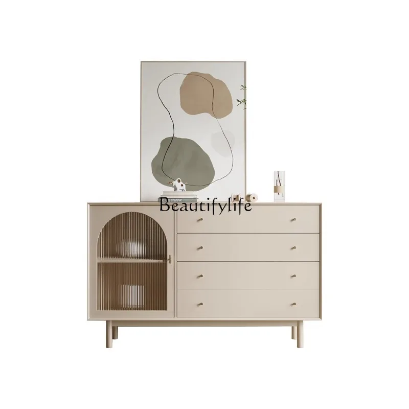 

French Cream Style Stone Plate Sideboard Cabinet Modern Minimalist Paint Restaurant Locker