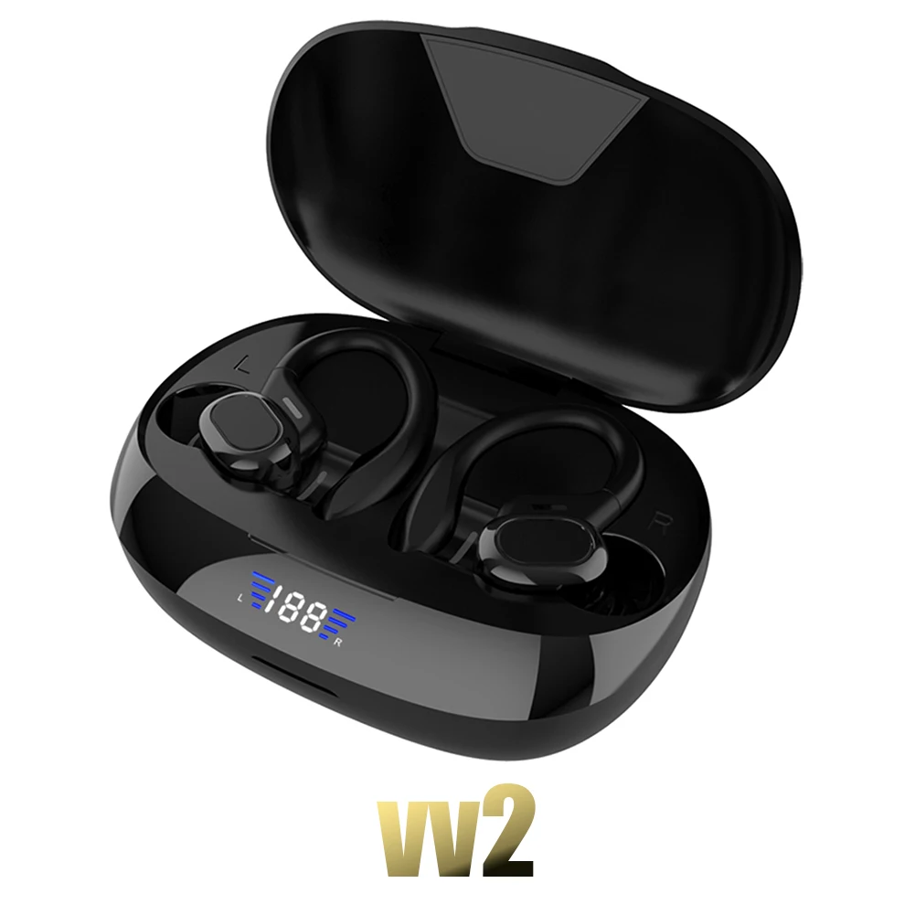 

VV2 TWS Bluetooth Earphones With Microphones Sports Wireless Waterproof Earphones 5.0 Charging Compartment Ear-hook Earphones