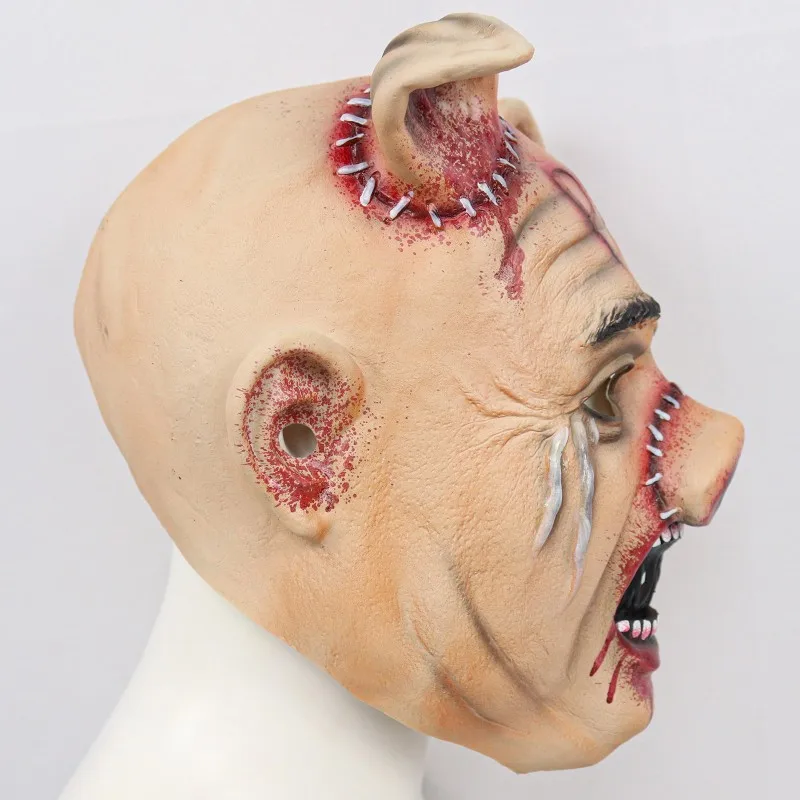 Film Horror Texas Saw Cosplay spaventoso Cry Pig maschera in lattice terrore casco Halloween Masquerade Party Carnival Prank Costume Prop - immagine 3