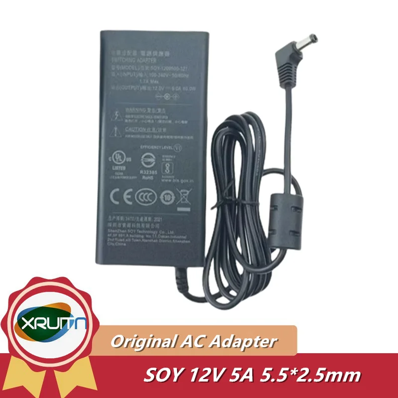 

Original SOY 12V 5A 60W DC AC Adapter Charger for MSI OPTIX AG32C AG32CQ AG32VC MAG27CQ MAG271R MAG321CQR Monitor Power Supply