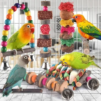 Natural Wood Bird Chew Toys for Small Birds – 7 Pack 2