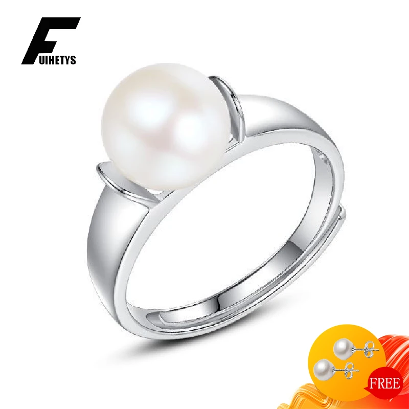 

FUIHETYS Pearl Ring 925 Silver Jewelry Accessories for Women Wedding Engagement Party Promise Bridal Gift Open Finger Rings