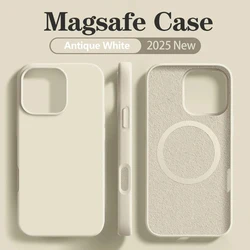 Enhanced Liquid Silicone Magnetic Phone Case with Wireless Charging Compatibility - iPhone 15 Pro (Antique White)