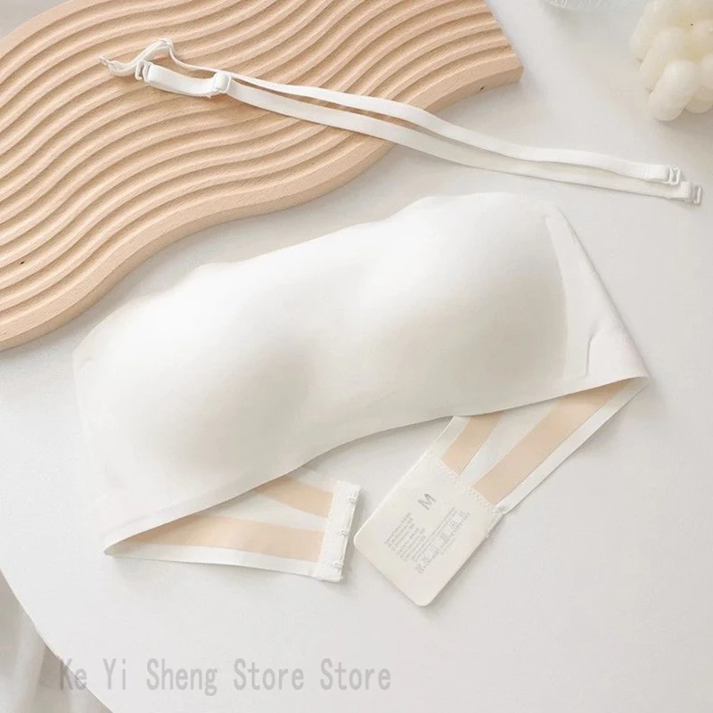 Womens Bra Strapless Women's No-scar No-steel Rims Top Support Close-fitting Bra Small Breasts Larger Detachable Shoulder Straps